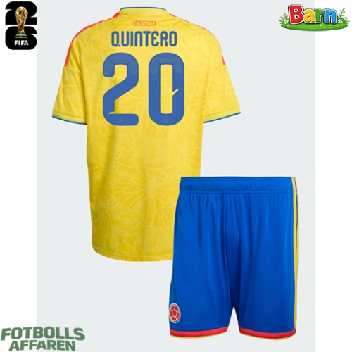 Colombia Juan Fernando Quintero #20 Hemmaställ Barn VM 2026 Kortärmad (+ Korta byxor)